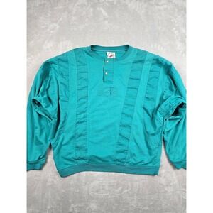 Vintage Greenline International Henley Sweatshirt Mens XL Green Paneled Pullover